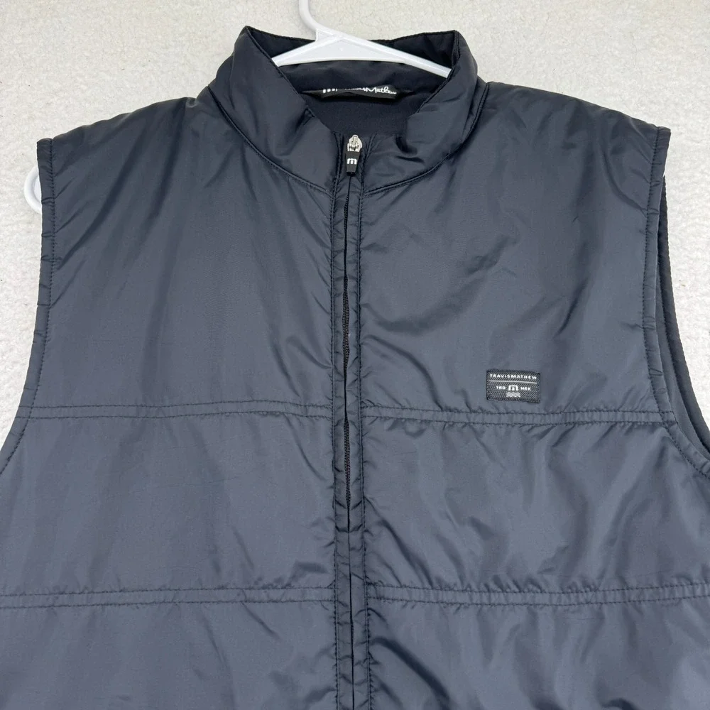 Travis Mathew Cold Bay Golf Vest Mens Small Black Quilted Full Zip Insulated